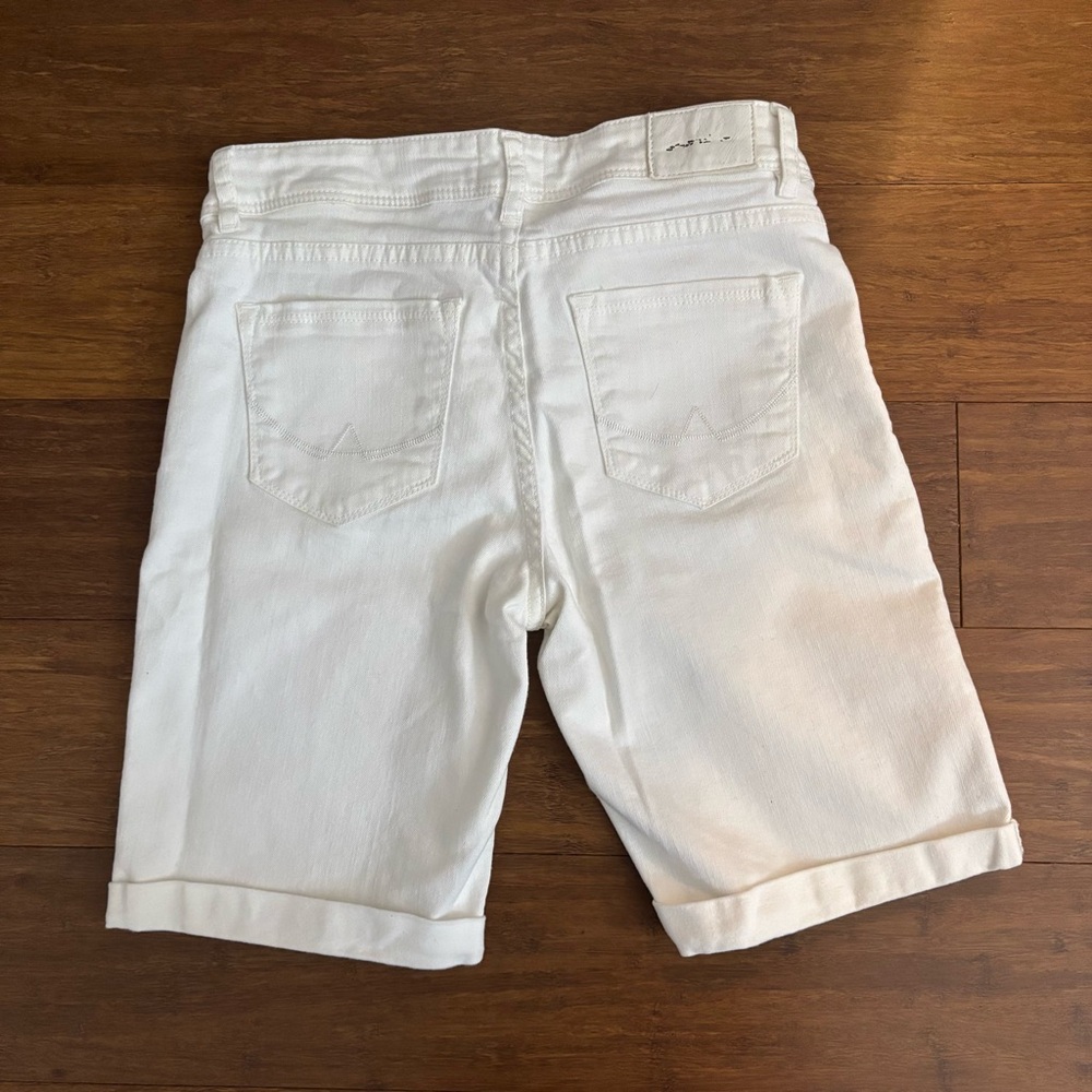 Superdry White Stretch Denim Bermuda Shorts Size 26 - Picture 5 of 6